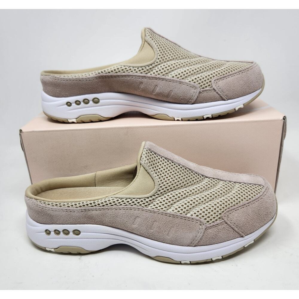Easy Spirit Travel Time Cushioned Slip-on Clogs Beige / Tan Women's Size 7 WIDE